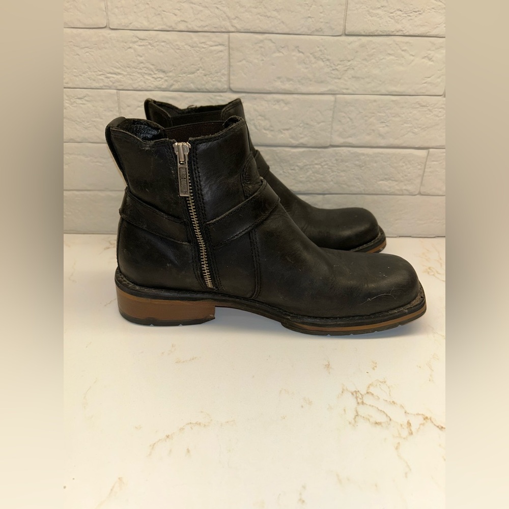 Harley Davidson Leather Motorcycle Women's Boots 84300 Black Size 9.5 Side Zip